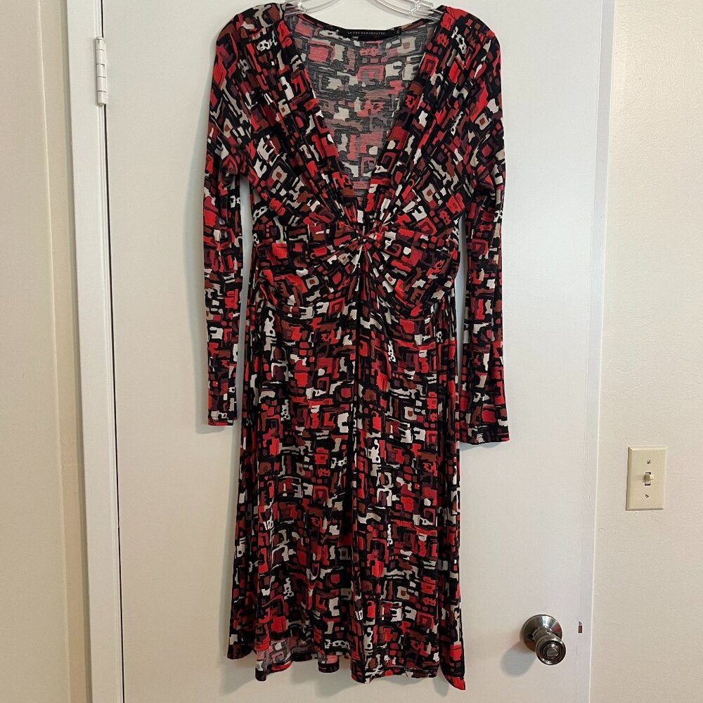 Square Patterned Longsleeve Cotton Dress